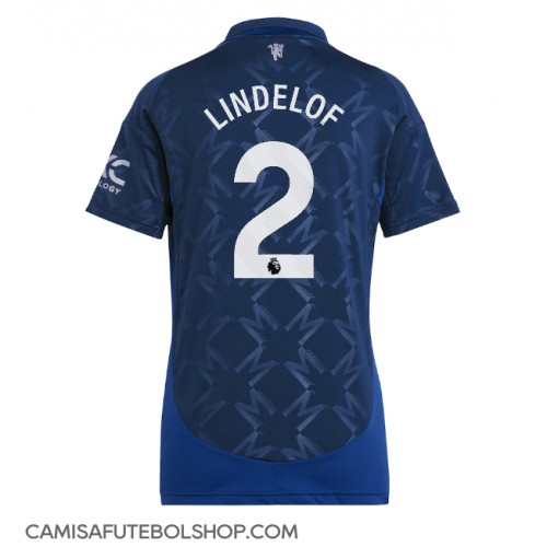 Camisa de time de futebol Manchester United Victor Lindelof #2 Replicas 2º Equipamento Feminina 2024-25 Manga Curta